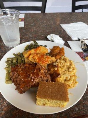 Sunday Buffet. First of every month Catfish, green beans, greens, mac and cheese, yams, chicken thigh & cornbread. 15/10