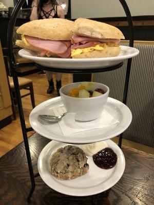 Mixed berry scone and breakfast panini