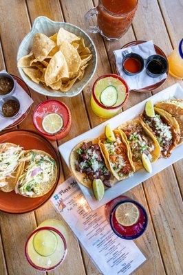 Taco Tuesday with specials on tacos, margaritas and micheladas.