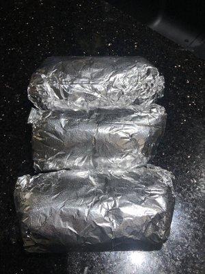 Unlabeled burritos, thanks chipotle