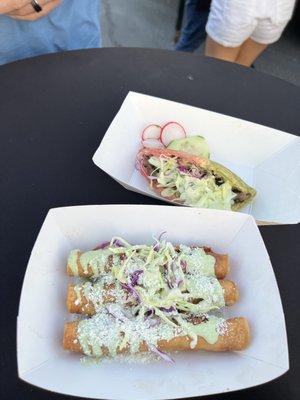 taquitos and fried quesadilla