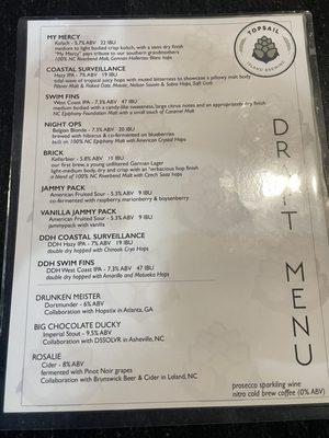 Drink menu