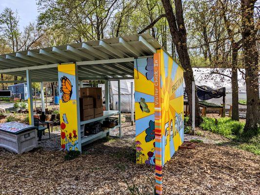 Farm stand and visitor check in.