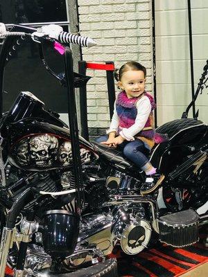 Grand daughter on papas bike