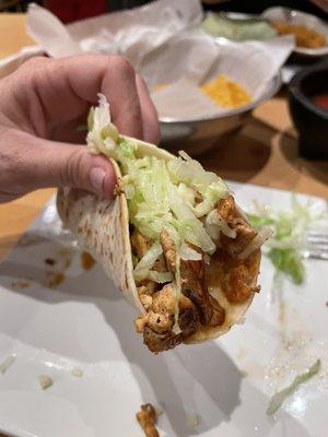 Over stuffed grilled chicken taco