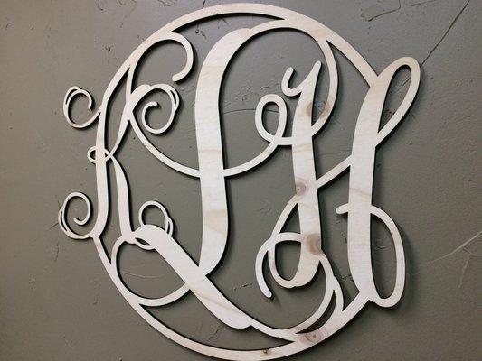 wood monogram