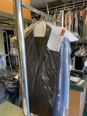 Dry cleaned suit, used my 20% off Yelp discount