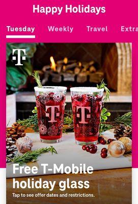 Free T-Mobile Tuesday Holiday Glass  12-05-2023