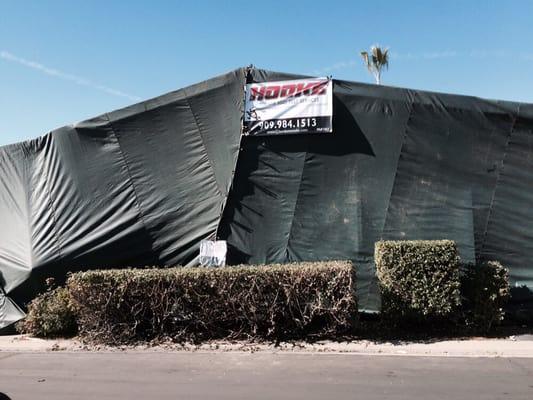 Here is a picture of a fumigation in La Verne. We hire the highest quality fumigators to insure that the job gets done right the first time.