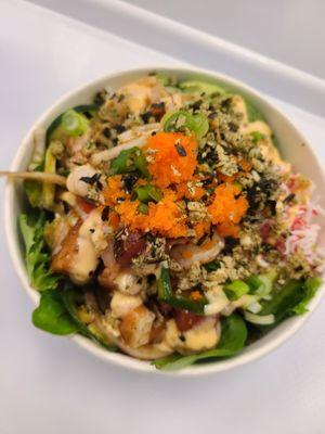 Shrimp salmon and ahi bowl