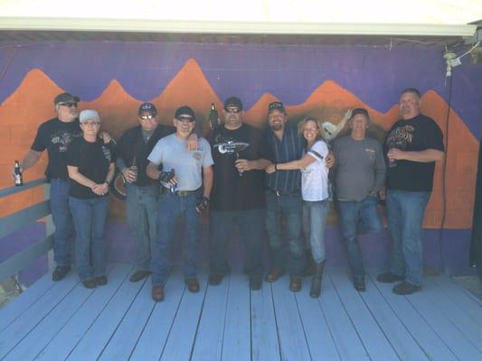 Here are jus a good ole group of bikers that stopped by too have nice cold beer on Sunday