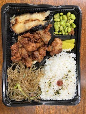 Butterfish, mochiko chicken and long rice $11 plus bento