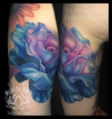 In Progress Floral Sleeve by Michelle Haley