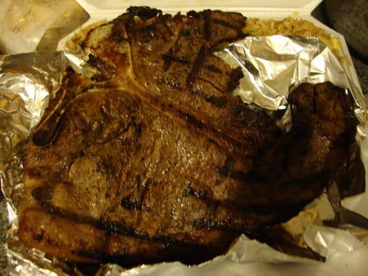 T-Bone Steak from New China Chef May 11th 2012 Take Out. Pardon of the blurryness of the photograph.