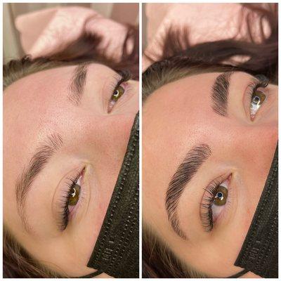 Brow lamination and classic lashes