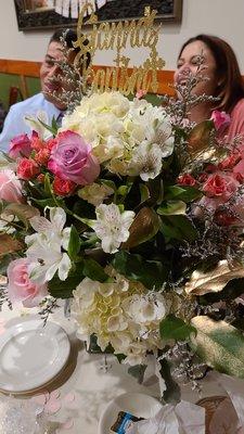 Baptism floral centerpiece.