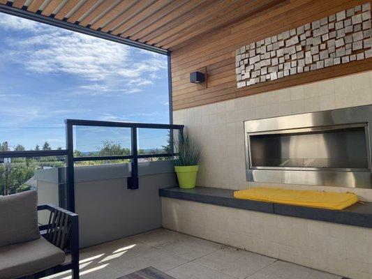 Rooftop deck and fire place.  Available for residents until 10pm!