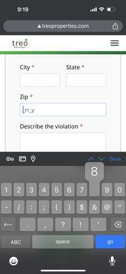 Report a Violation form is intentionally unusable.