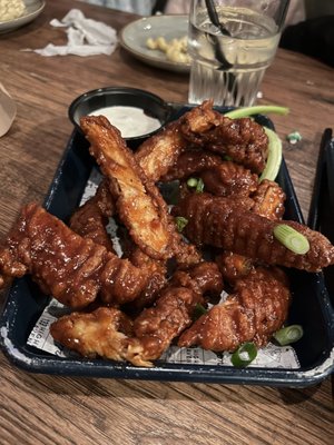 Chicken tenders with whiskey barbecue sauce you can tell they're cutting have high