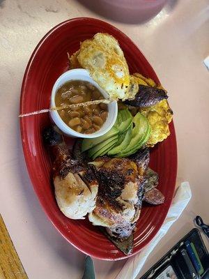 Bandeja Paisa this was mine.  So good.  A little salty but I didn't care.