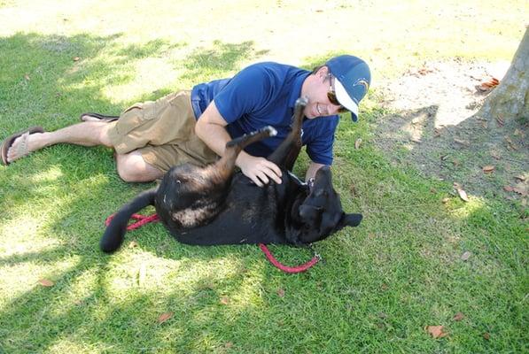 Skye and her dad celebrate after passing CGC