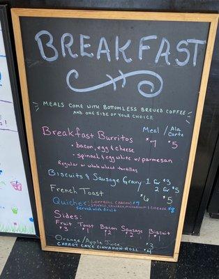 Breakfast Menu 9-2 Saturdays  They open at 11 on Weekdays