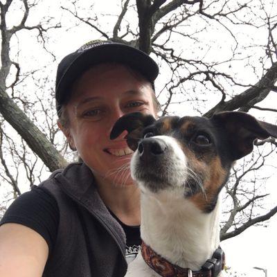 Hattie posing with Zoe, just one of her best friends/dog walkers at Boston Fetch :)