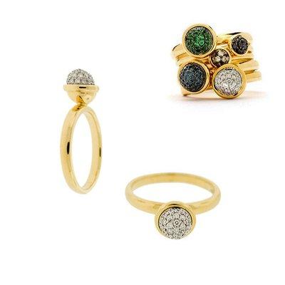 Oromalia "Bauble" stackable ring collection of different choices of size and color pave' diamonds and other gems