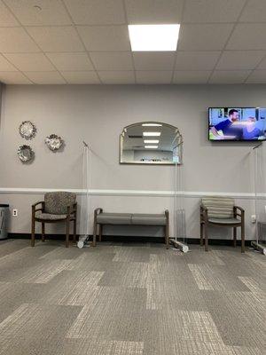 Waiting area. Has bathroom and drinking water w/ cups available