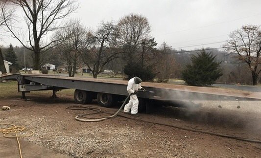 Removing Paint, and Rust from a heavy duty flat bed trailer!