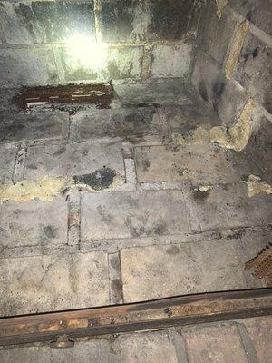 Before picture of damaged firebox