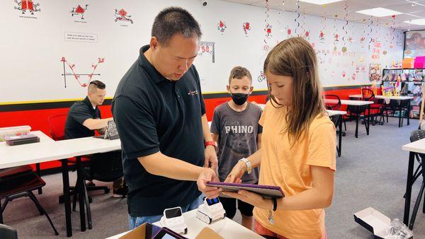 Robotic camp - students learn Math first then put together a robot.