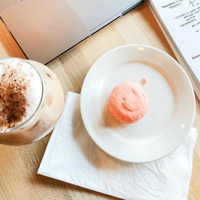 Iced Chai and macaron