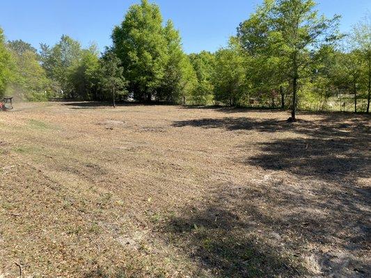 Mulched lot for a mobile home