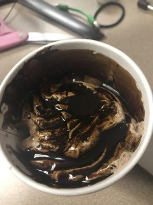 Mostly whipped cream and chocolate syrup.