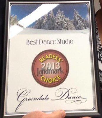 Voted Best Dance Studio 2013 by Landmark Readers.