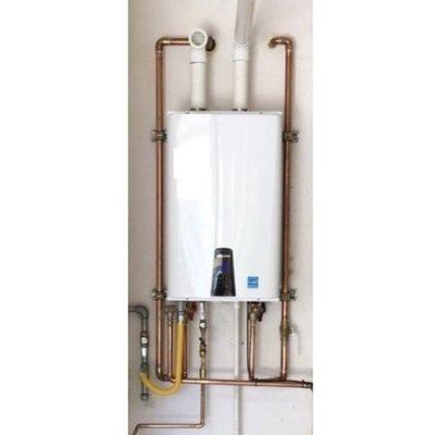 Navian 240-A2 Tankless water heater installed with external dedicated recirculation line.