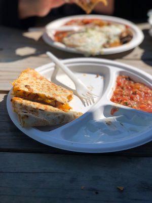 Sorry we had already starting eating when I thought I should take pictures to share. This is my breakfast quesadilla.