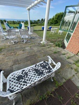 Poorly maintained outdoor seating area