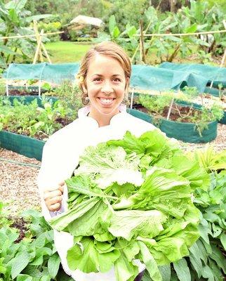 Our garden is abundant with tons of leafy greens and other farm fresh produce!