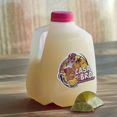 Our frozen margaritas are available in a 1/4 gallon to-go jug!