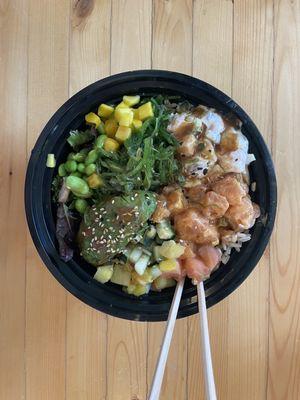 Large Poke with Salmon and all the fixings