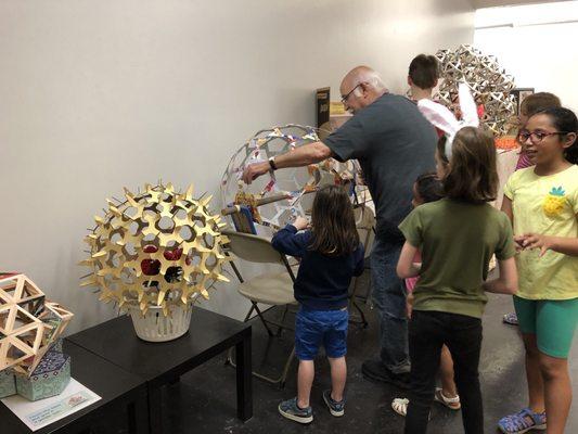 Sculptures in the lobby at the Octa-Tetra Museum