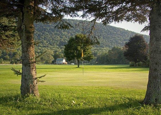 The 1st green... Par 4 ... looking back towards the tee and the All American BBQ clubhouse