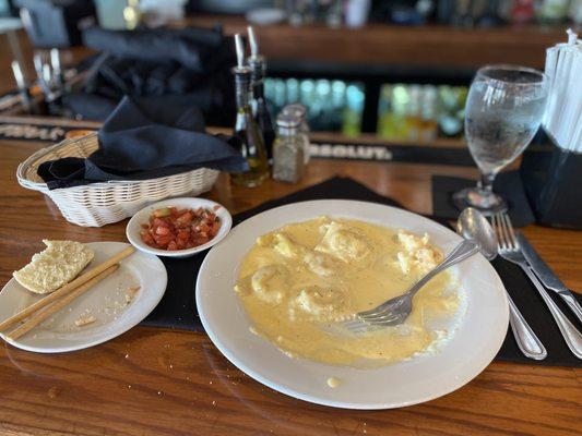 Lobster Ravioli // Bruschetta is served right when you sit down.