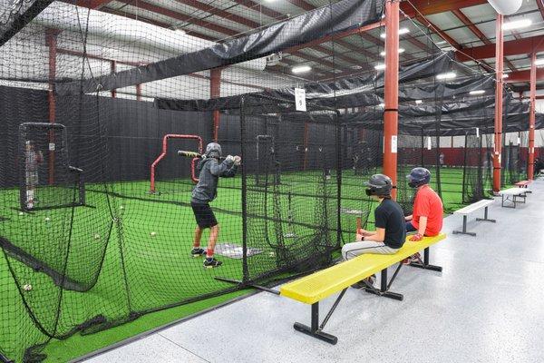 Indoor baseball and softball hitting and pitching tunnels available for rental