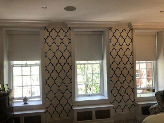 Blackout roller shades with 3 1/2 inch valances.