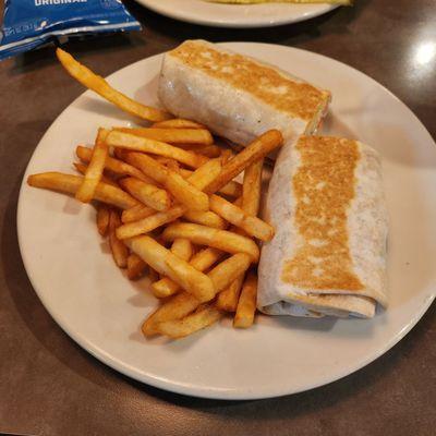 Chicken caesar wrap, fries were good