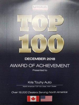 Congrats to Kris Touhy Auto for being awarded the top 2% of U-HAUL dealers nationwide!