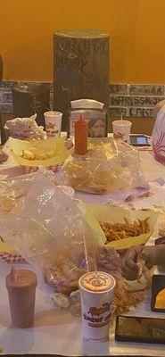 Shrimp,season fries, pink lemonade yummy!